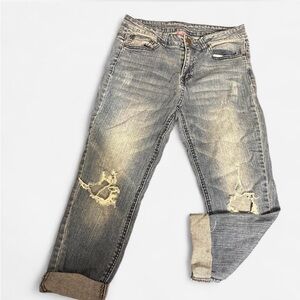 Almost Famous Men's Relaxed Distressed Gray Jeans